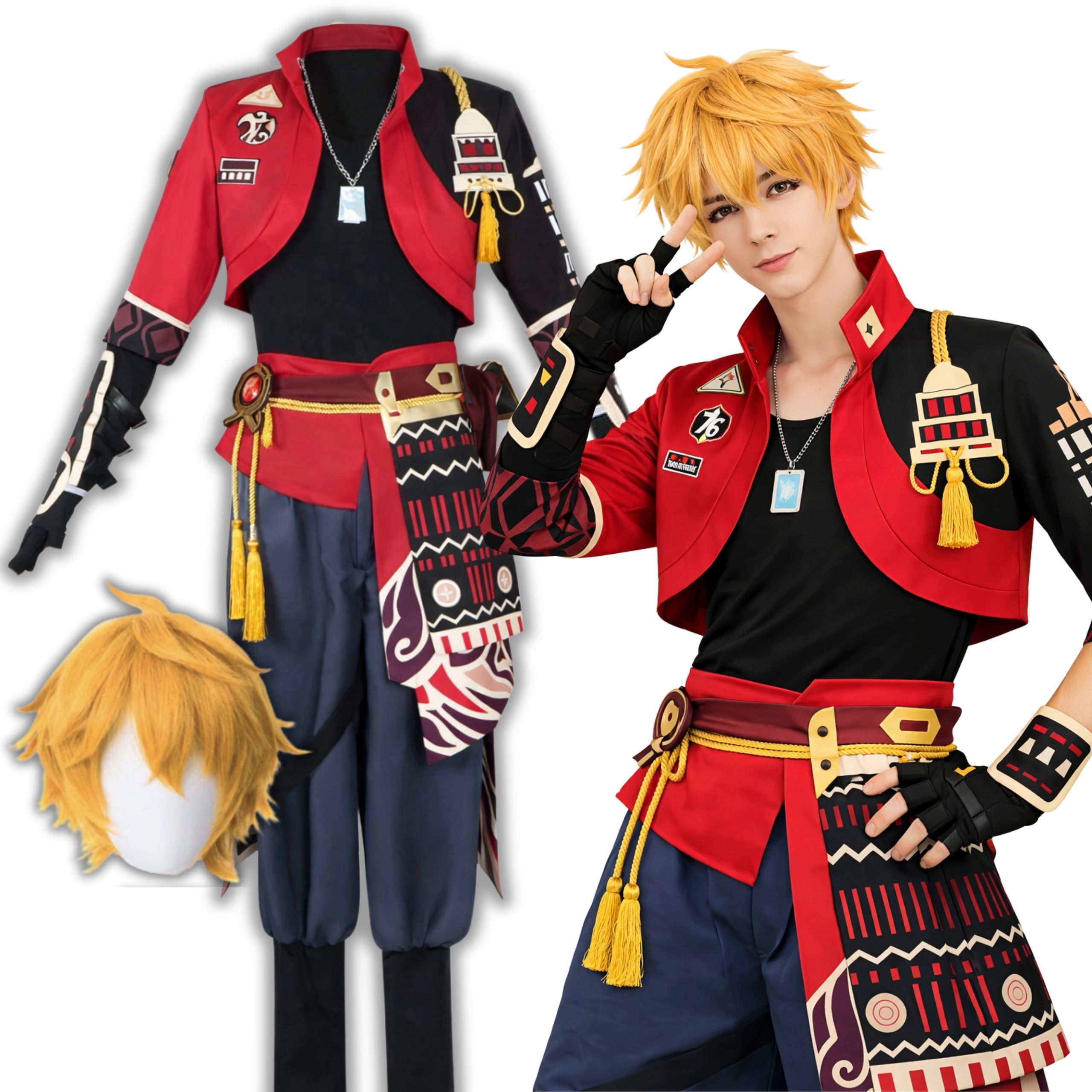 Kostým Thoma Cosplay Genshin Impact Kostým Anime Paruka Vlasy 158 164 CM