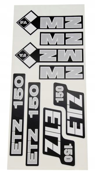 Naklejki komplet Mz Etz 150 srebrne