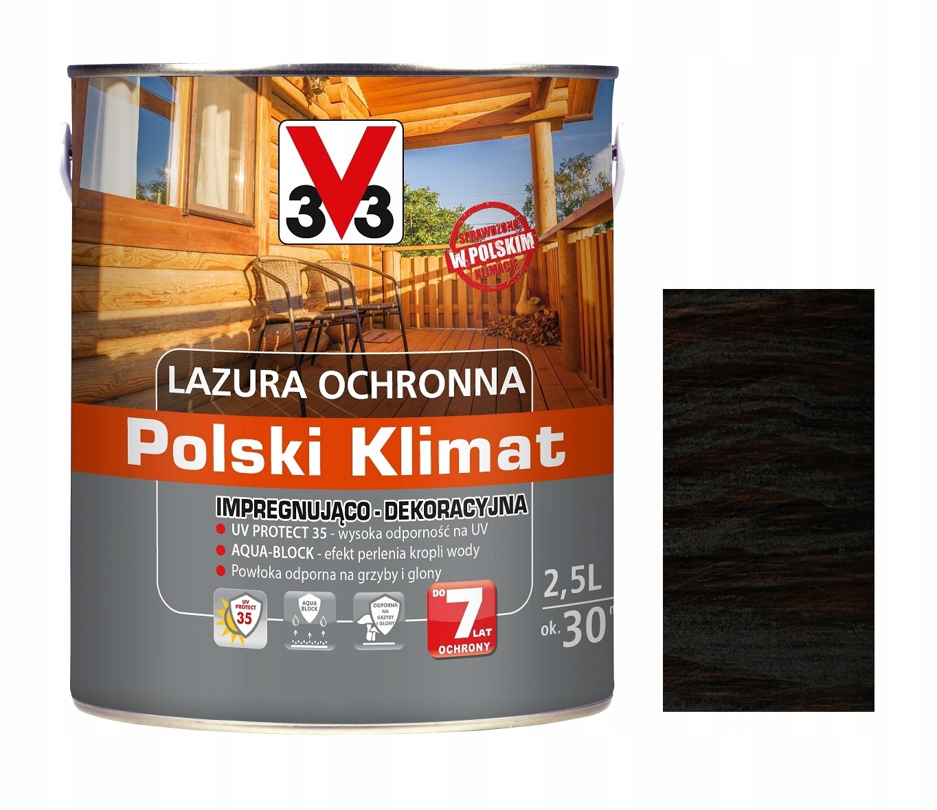 Lazura V33 Polski Klimat 7LAT Heban 2.5L