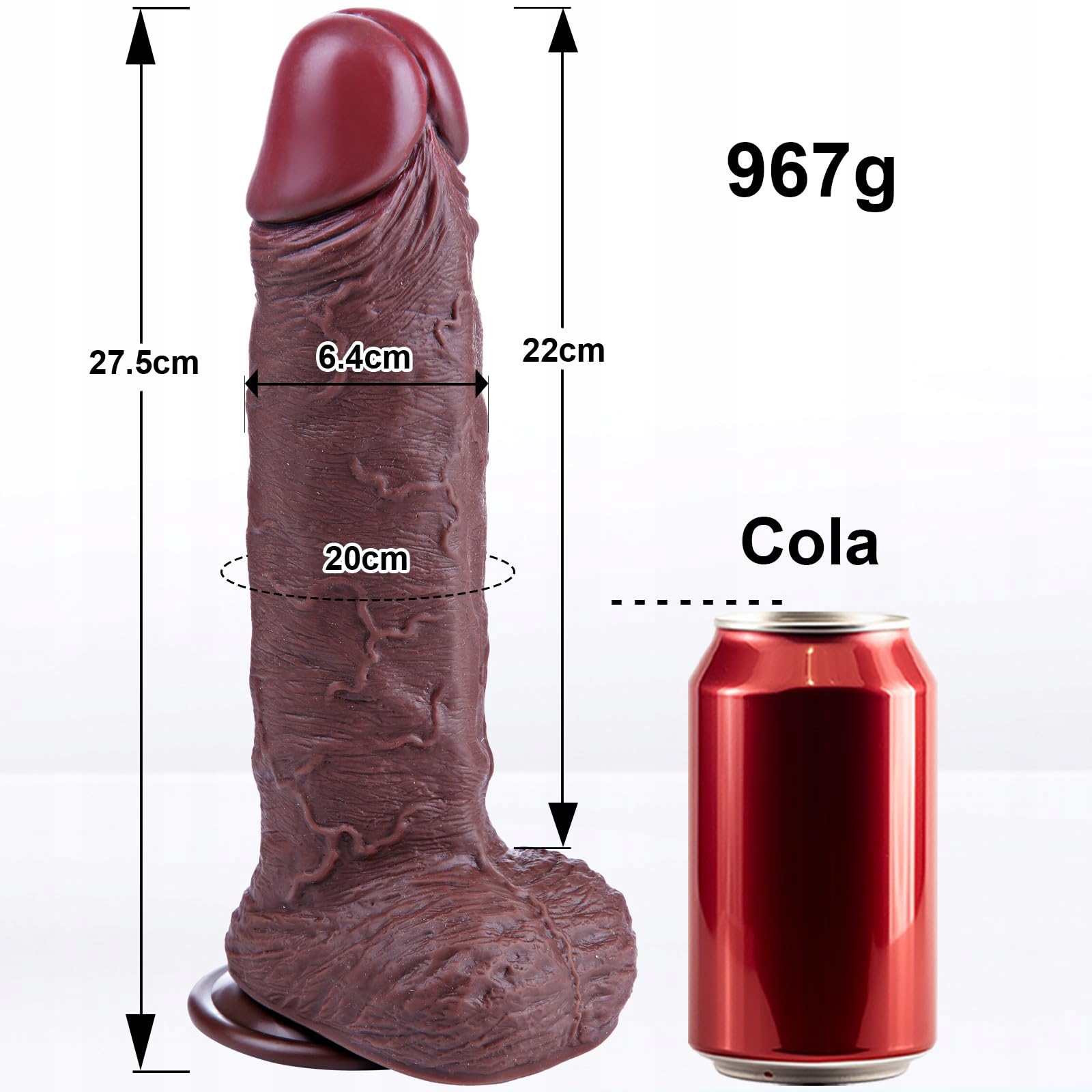 REALISTISCHER Dildo Silikonowy 27,5 cm Czarny Z Mocnym Przyssawką Dla Par — miniatura 7