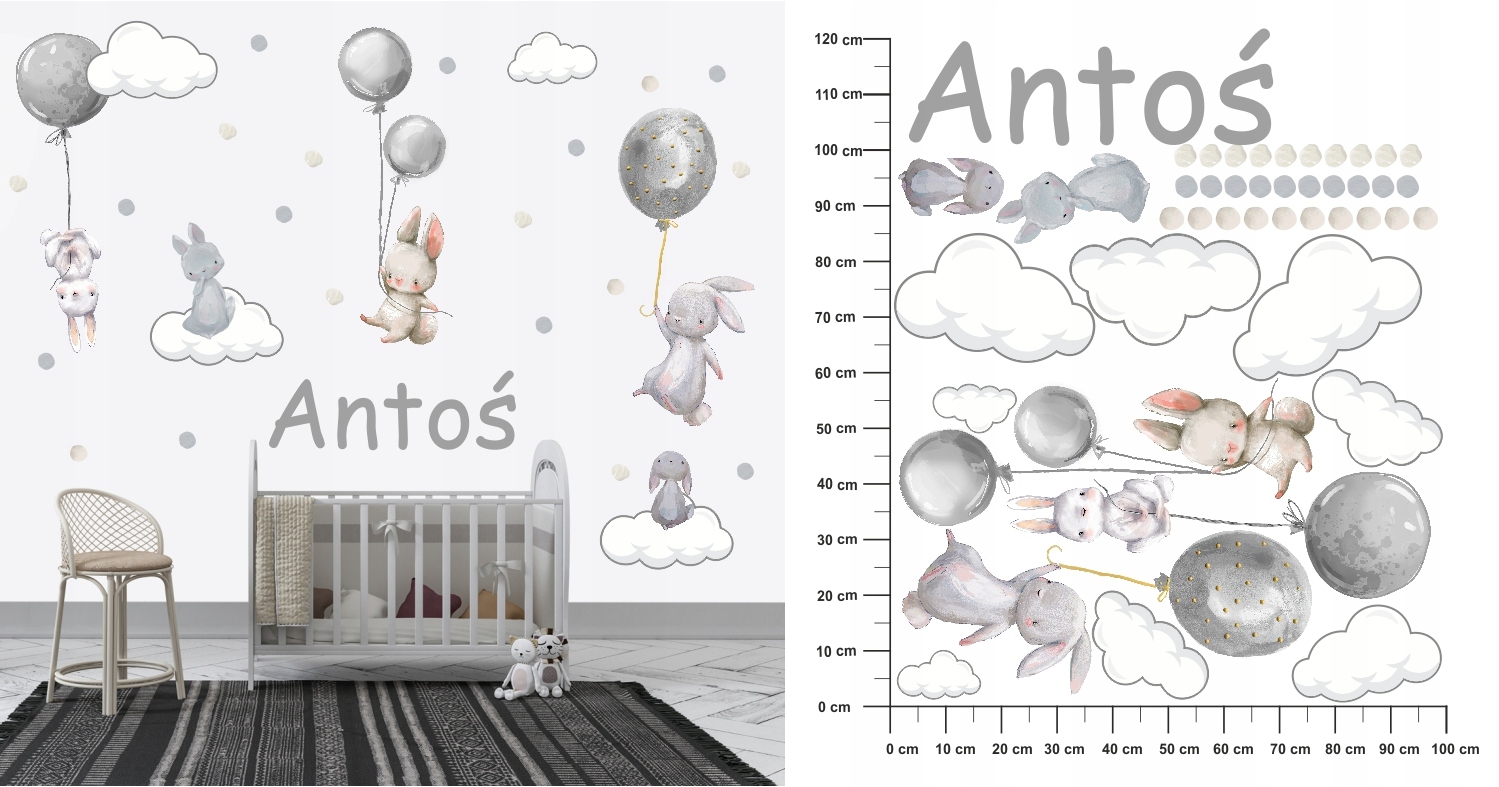Naklejki na ścianę z imieniem chmurki 120x100 Marka inna