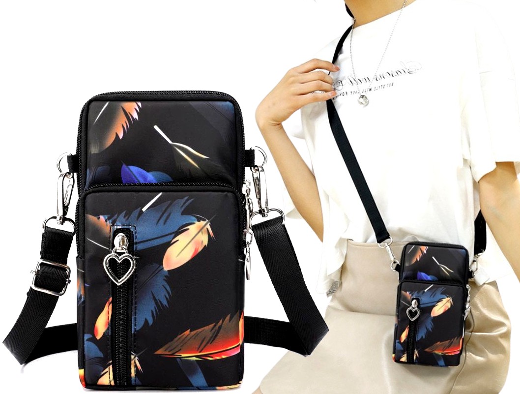 Torebka na telefon miejska czarna Etui PORTFEL KOPERTÓWKA 2W1 Mała damska Płeć kobieta