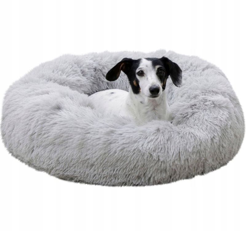 Levně Kerbl Pelíšek pelíšek pro kočky a psy, maltézský ovčák, kobliha, kulatý, šedý, 60 cm