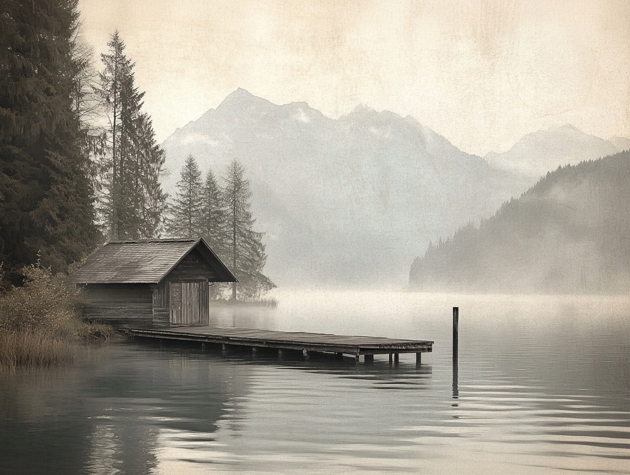 Obraz Na Plátně Canvas Krajina Jezero Les Hory Most Přístav 80x60