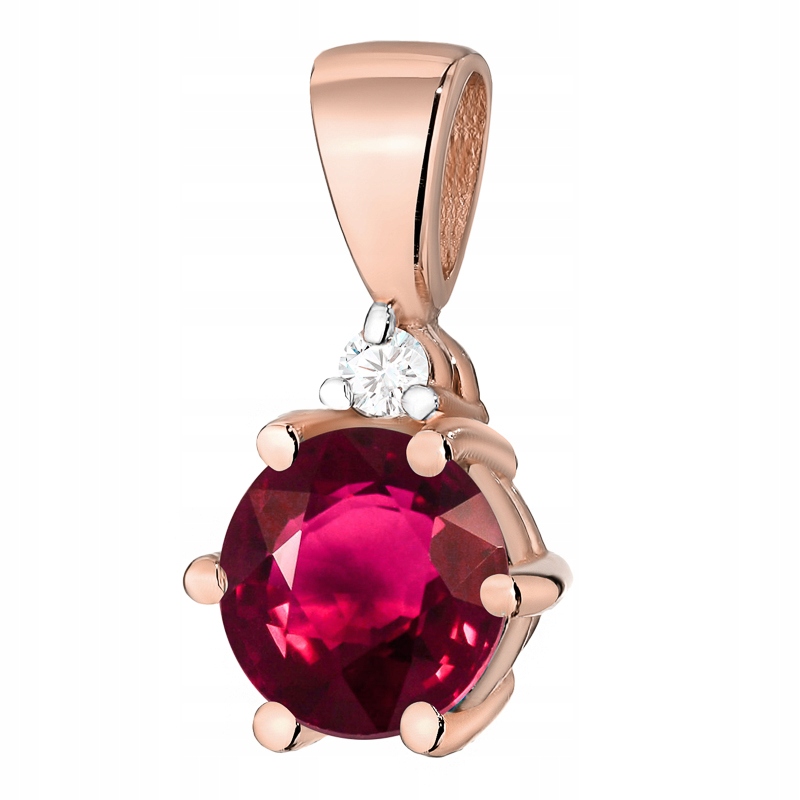 Krásný Klasický Zlatý Přívěsek Přívěsek pr. 585 s Rubínem 0,60 ct 14k