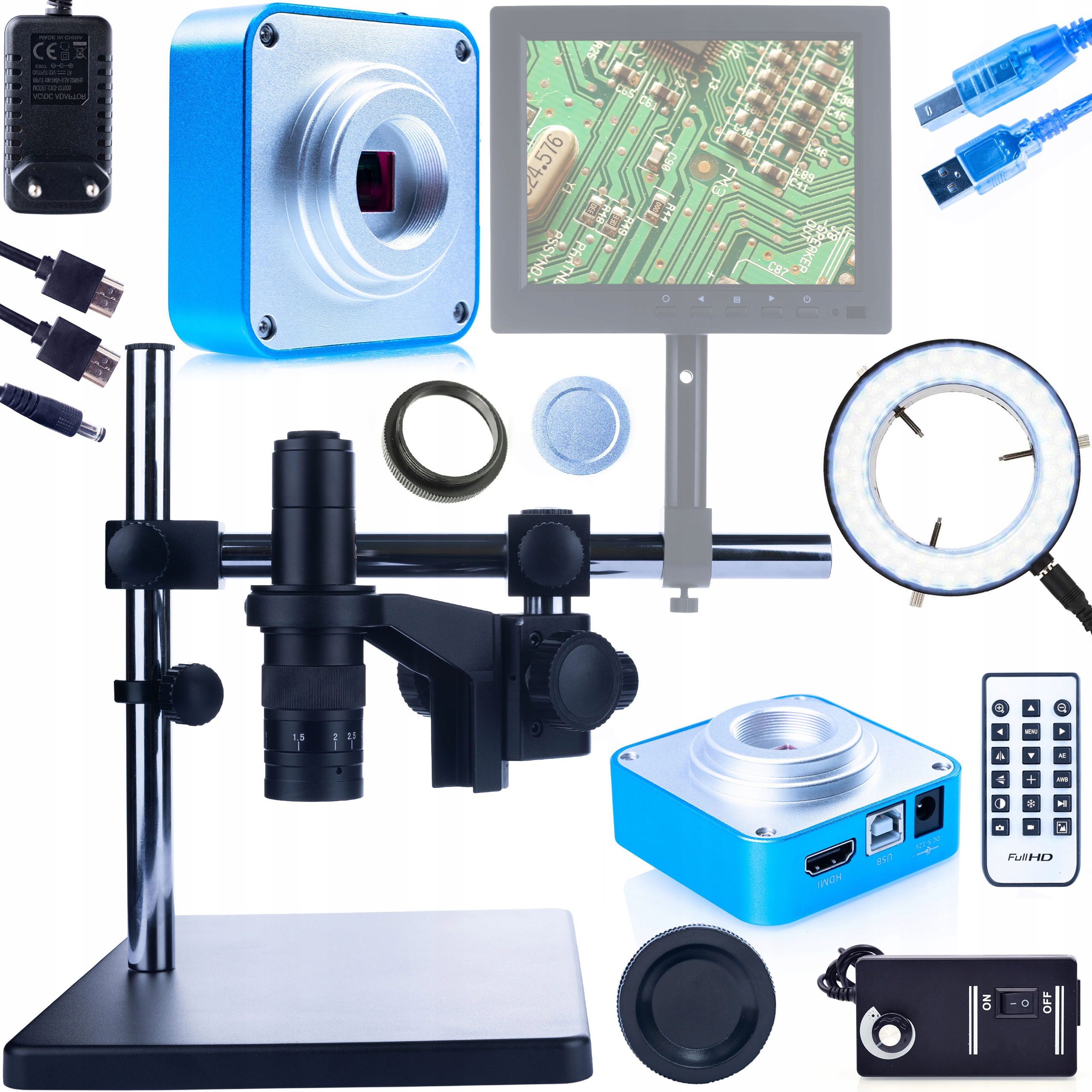 Digitální Mikroskop Pro Pájení Rosfix Výložník Osvětlovač Kamera Sada