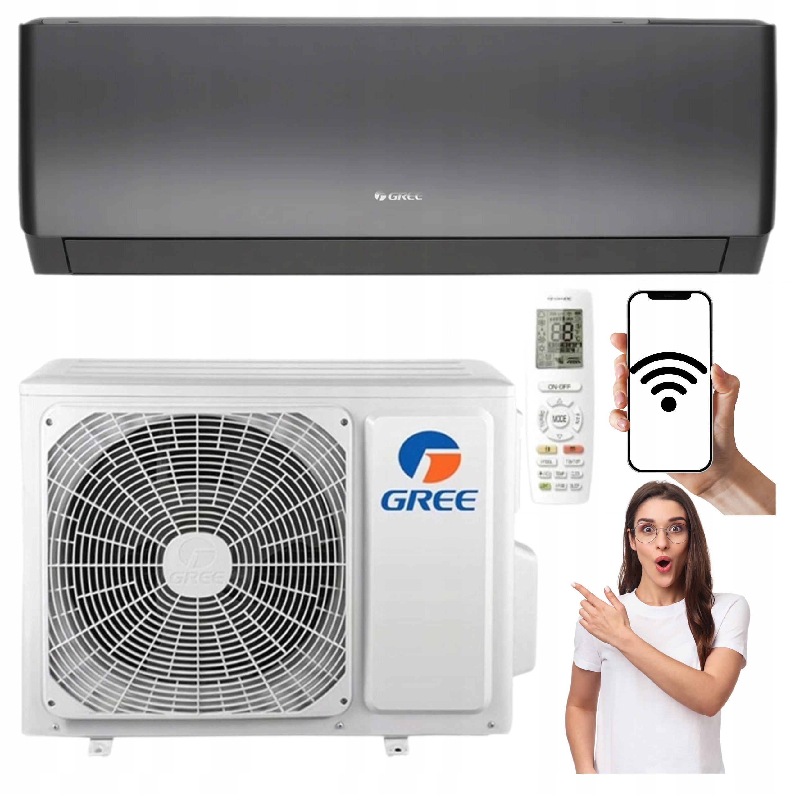Nástenný klimatizátor Gree Pular Pro Dark 3,5 kW 40 m2 WiFi Domáca ohrievačka