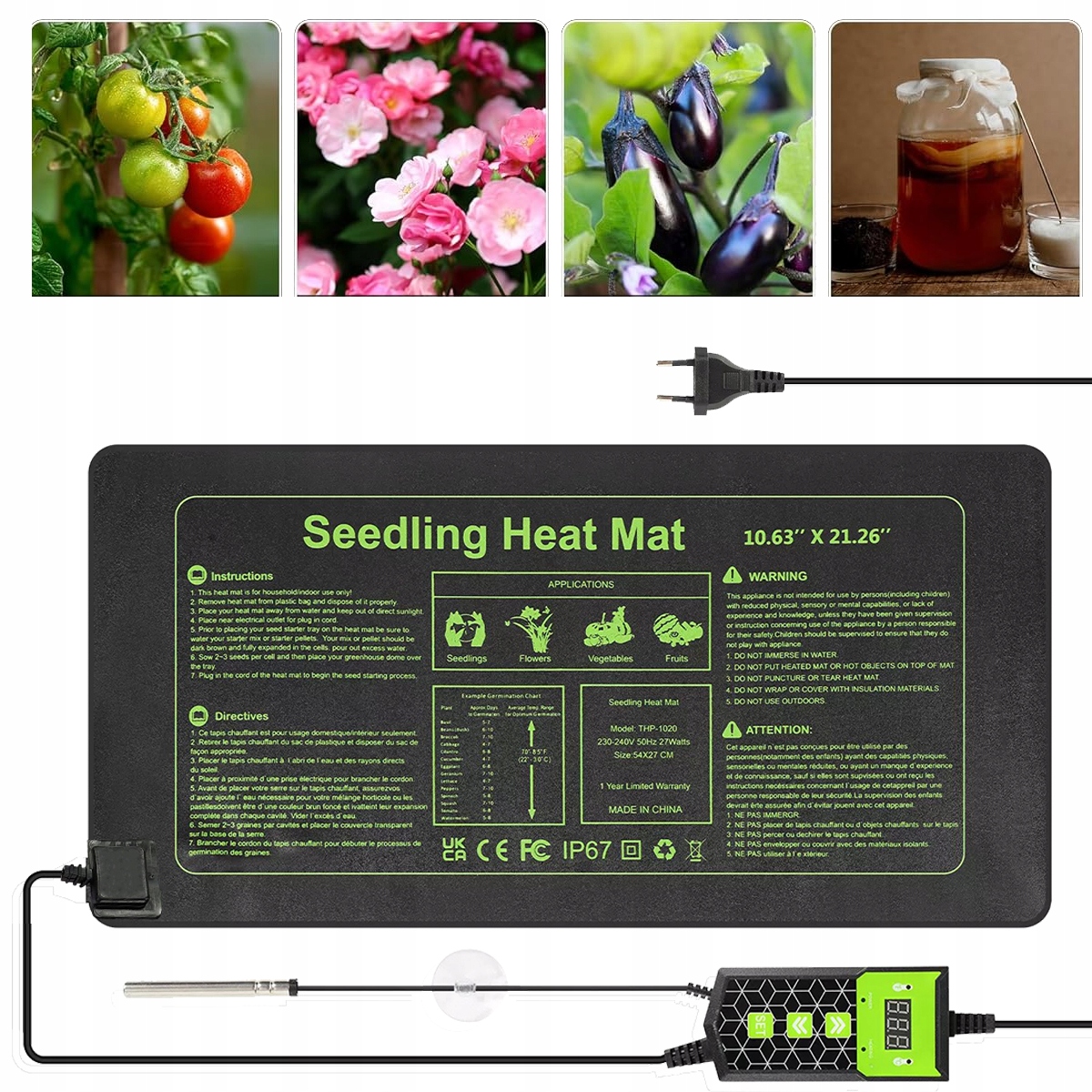 Levně Vyhřívací podložka pro rostliny s termostatem 52 x 27 cm