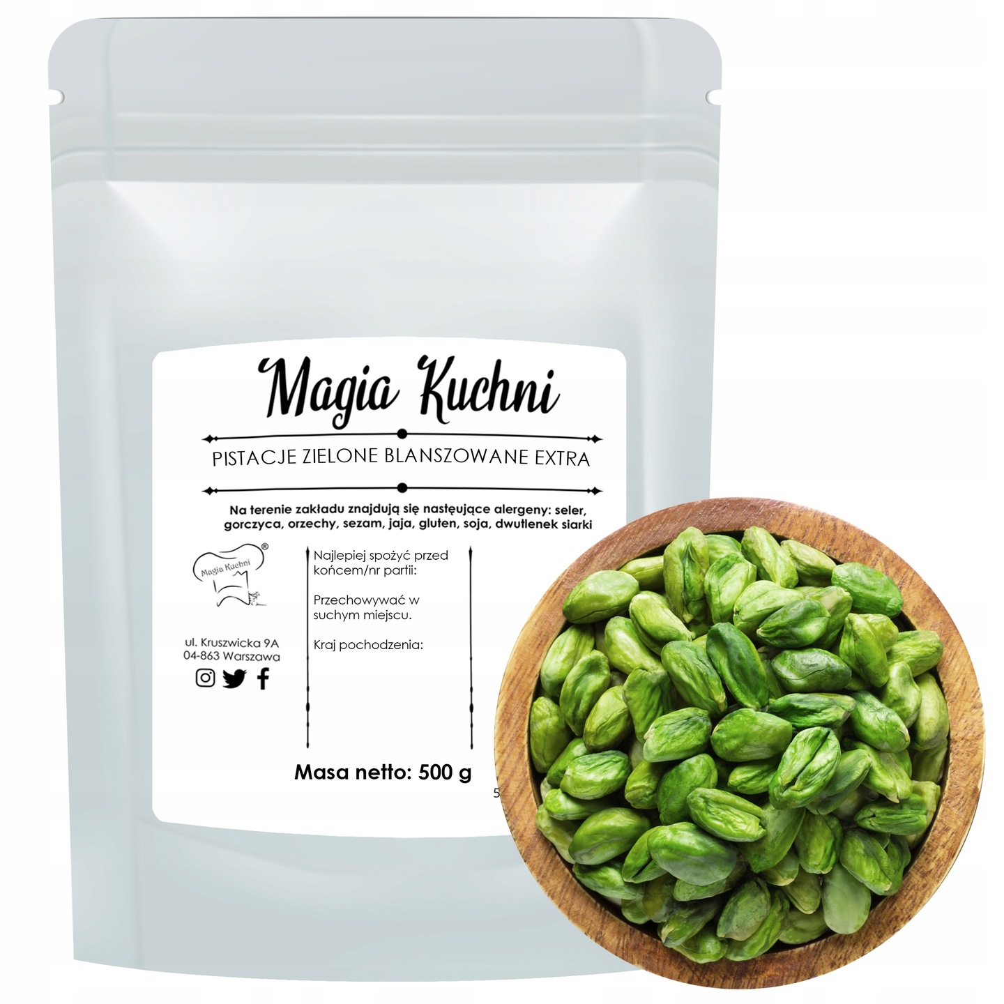 Levně Pistácie 500 g Loupané blanšírované pistáciové ořechy Bez Soli