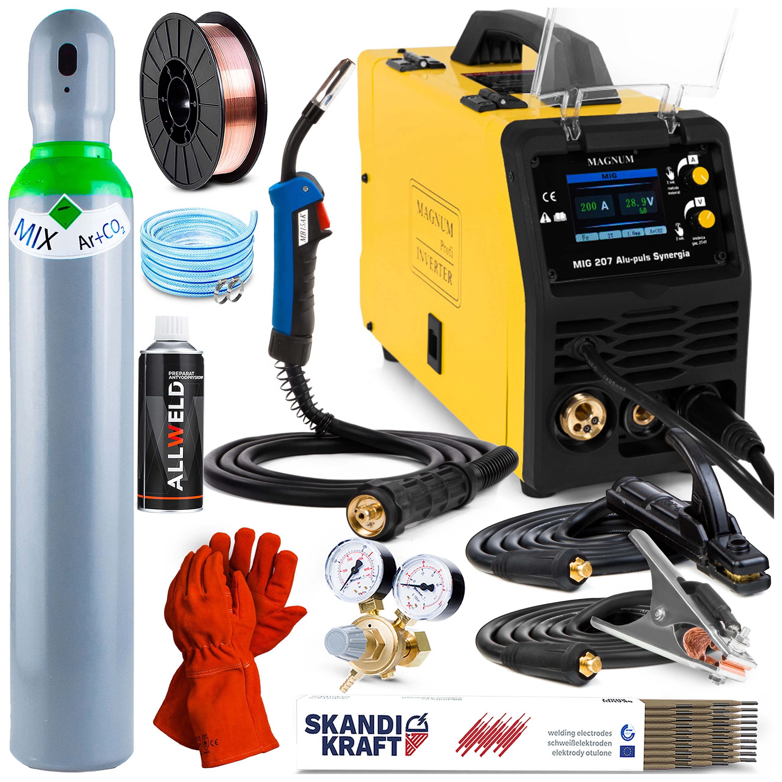 Svářečka Migomat Magnum Mig 207 Hliník Puls Synergie Mma Tig 200A 230V