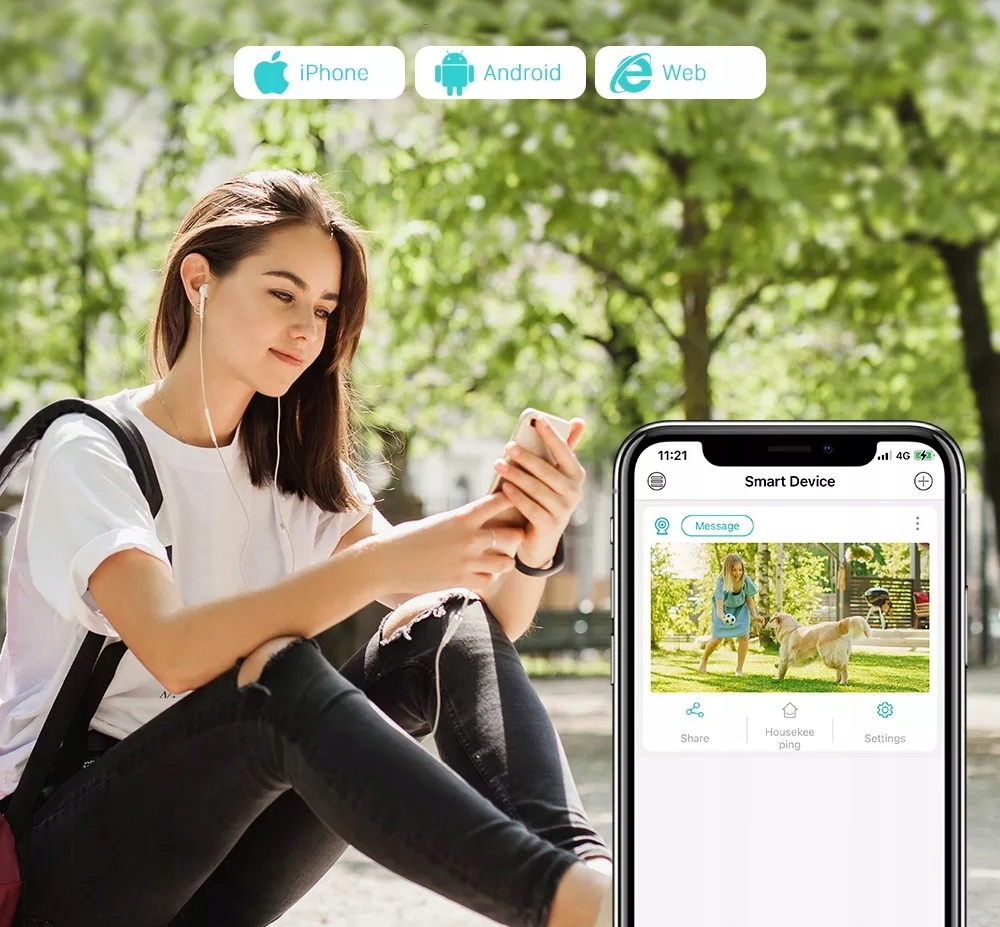 KAMERA ZEWNĘTRZNA OBROTOWA WIFI TUYA SMART 5MPX Zasięg podczerwieni 30 m
