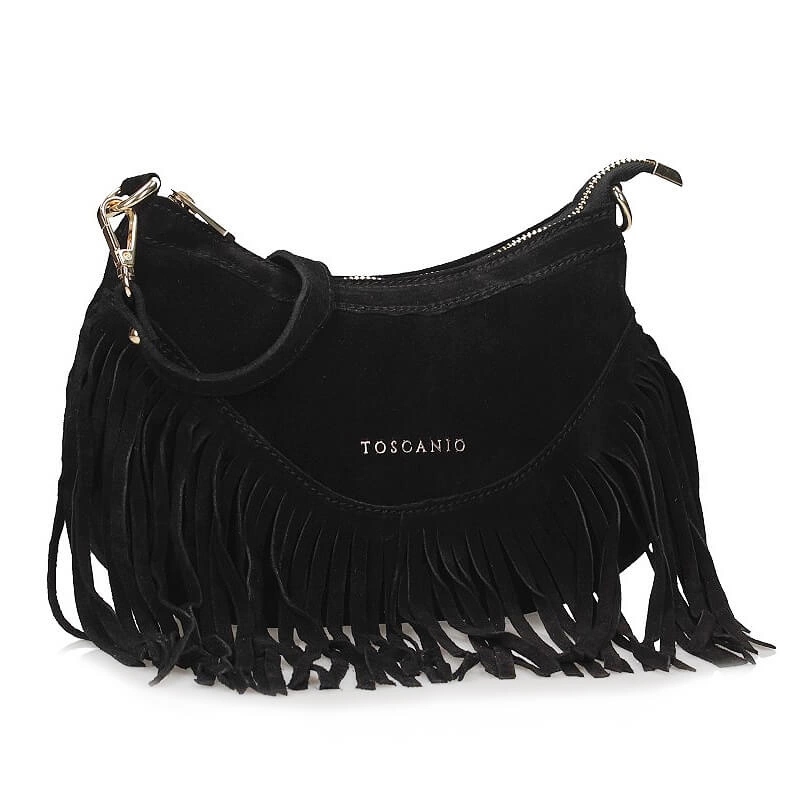 Stylová semišová Kabelka Přes Rameno Toscanio G105 černá velur