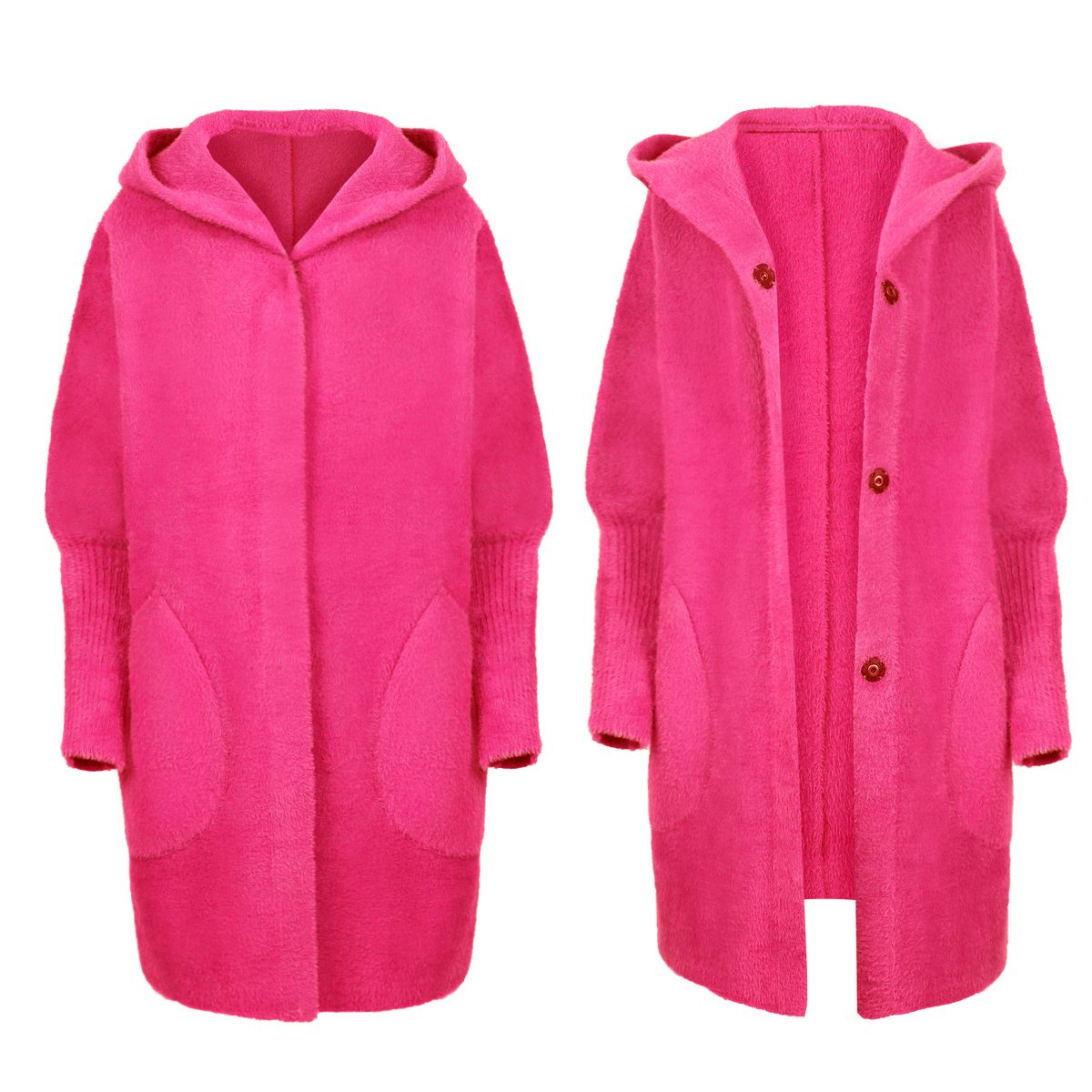 PŁASZCZ ALPAKA CIEPŁY MILUTKI WEŁNA OVERSIZE KAPTUR KOLORY Rozmiar uniwersalny