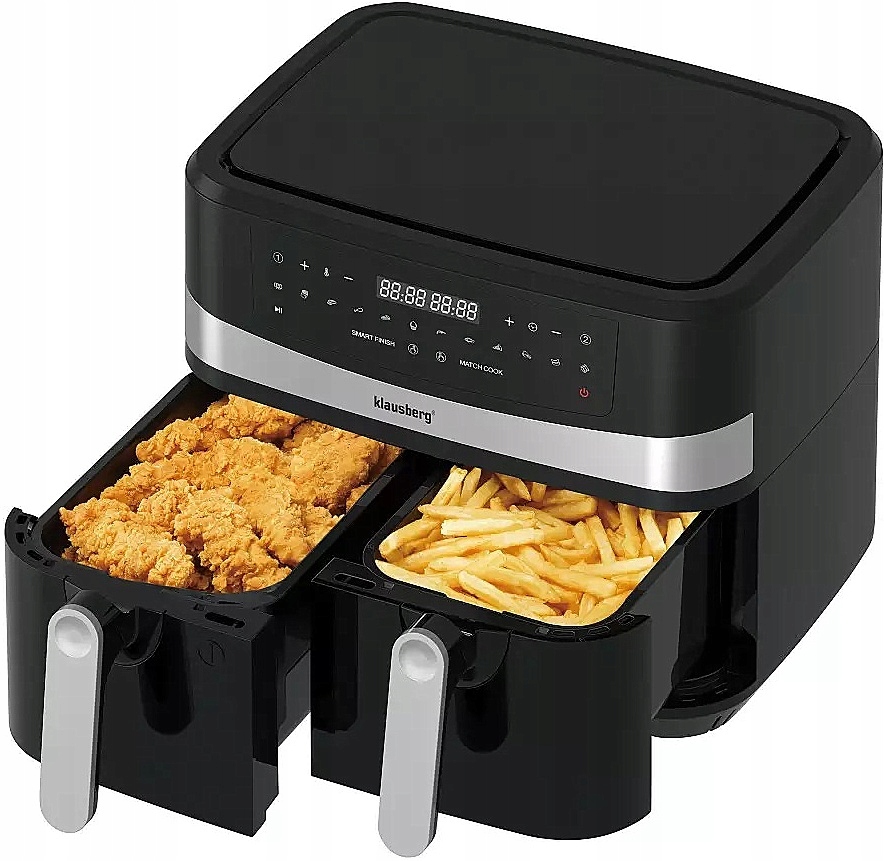 2x4,5L Frytownica Beztłuszczowa Frytkownica 9L Air Klausberg 2600w-Zdjęcie-0