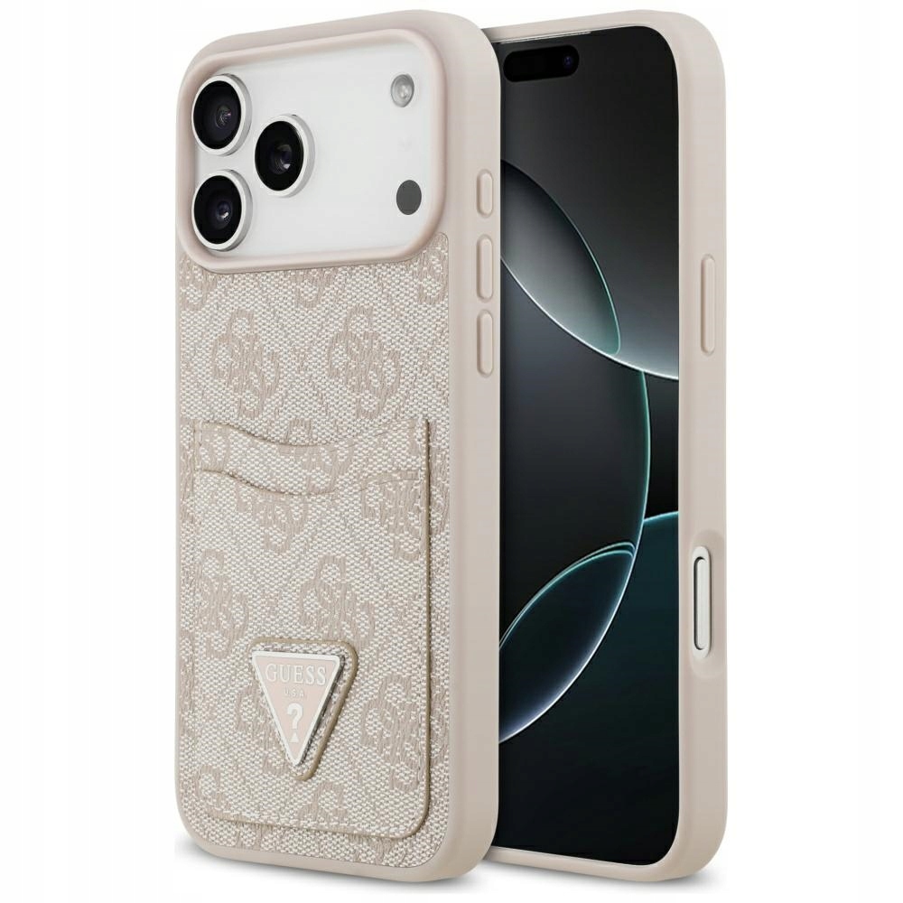 Pouzdro Guess 4G Double Card Triangle pro iPhone 17 Pro Max, růžové