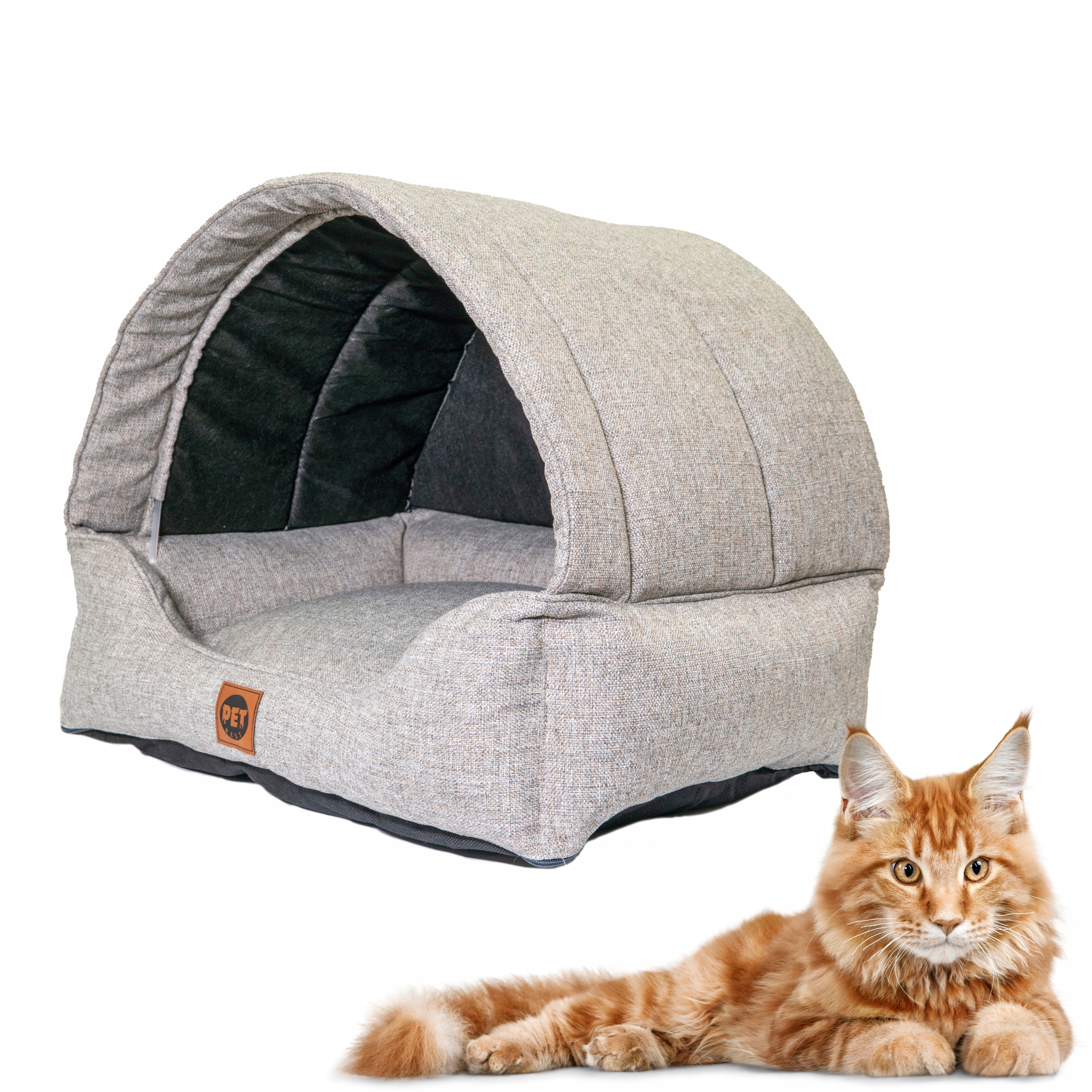 Levně Útulné Pelíšek Potah Budka pro kočky Šedá 60x47 cm 2v1 Měkké