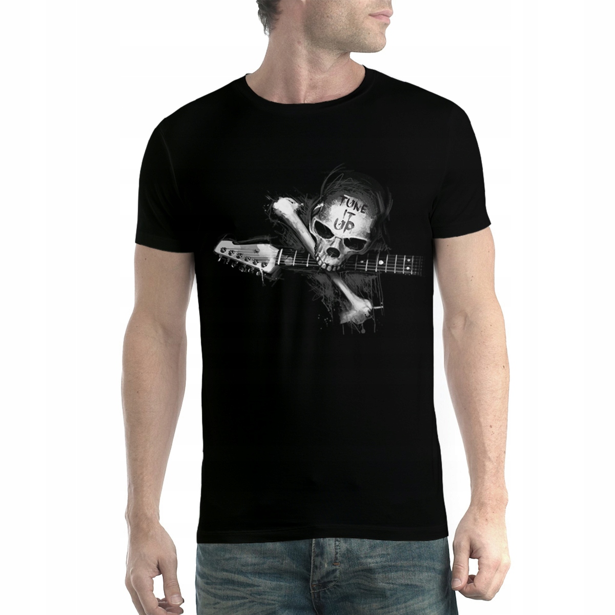 

Czaszka Gitara Rock Muzyka T-shirt Męski Czerń L