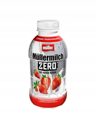 Levně 7x Mléčný nápoj Müllermilch Zero mix chutí jahoda a banán 400 g