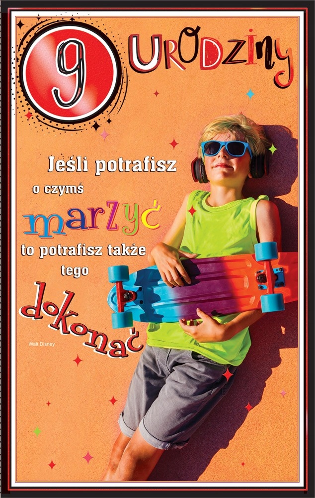 Kartka na 9 urodziny dla chłopaka extra tekst U107