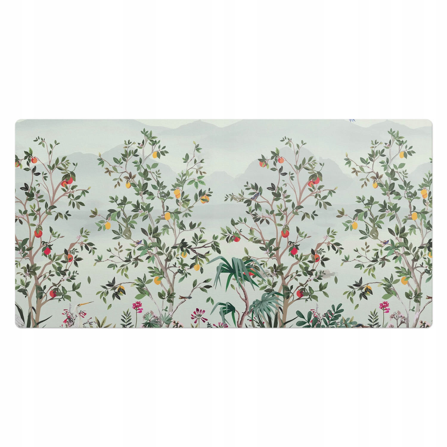 Podložka na stůl pro hráče Barevní ptáci v zelené scenérii 100 x 50 cm