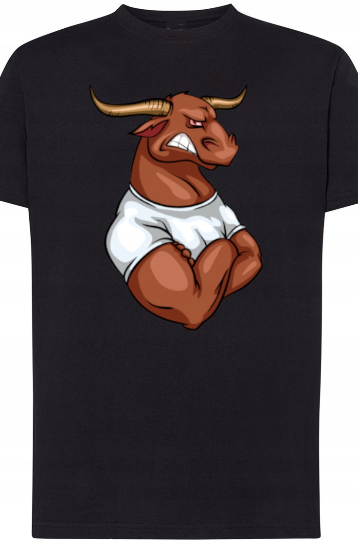 

Byk Męski Modny T-Shirt Nadruk Rozm.XL