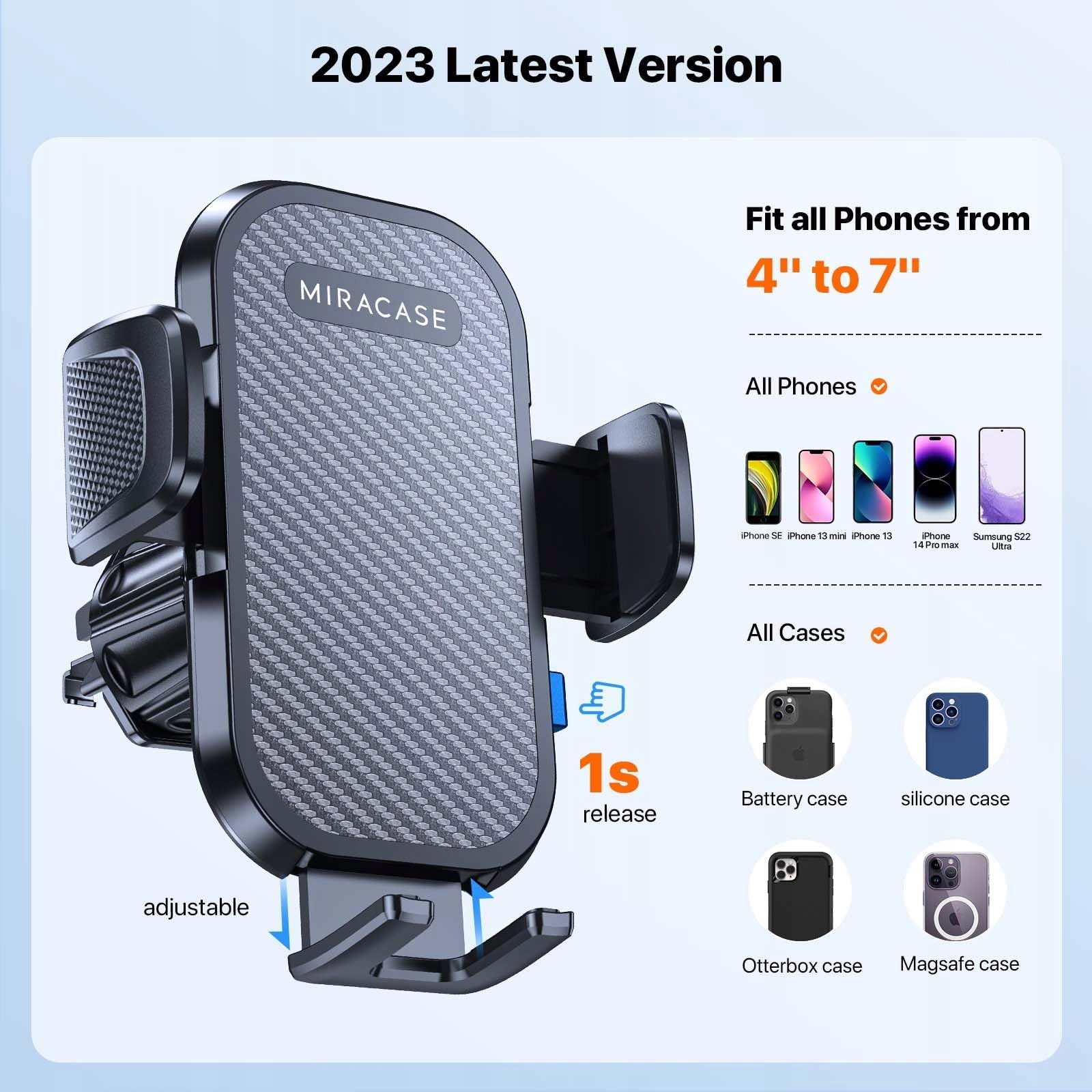 MIRACASE Uchwyt Samochodowy 360° Uniwersalny Do Telefonów 4-7 Calowych — miniatura 6