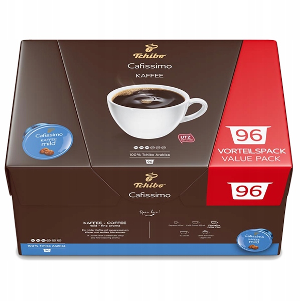 Tchibo Cafissimo Fine Aroma Mild Kapsułki 96 sztuk delikatna kremowa kawa