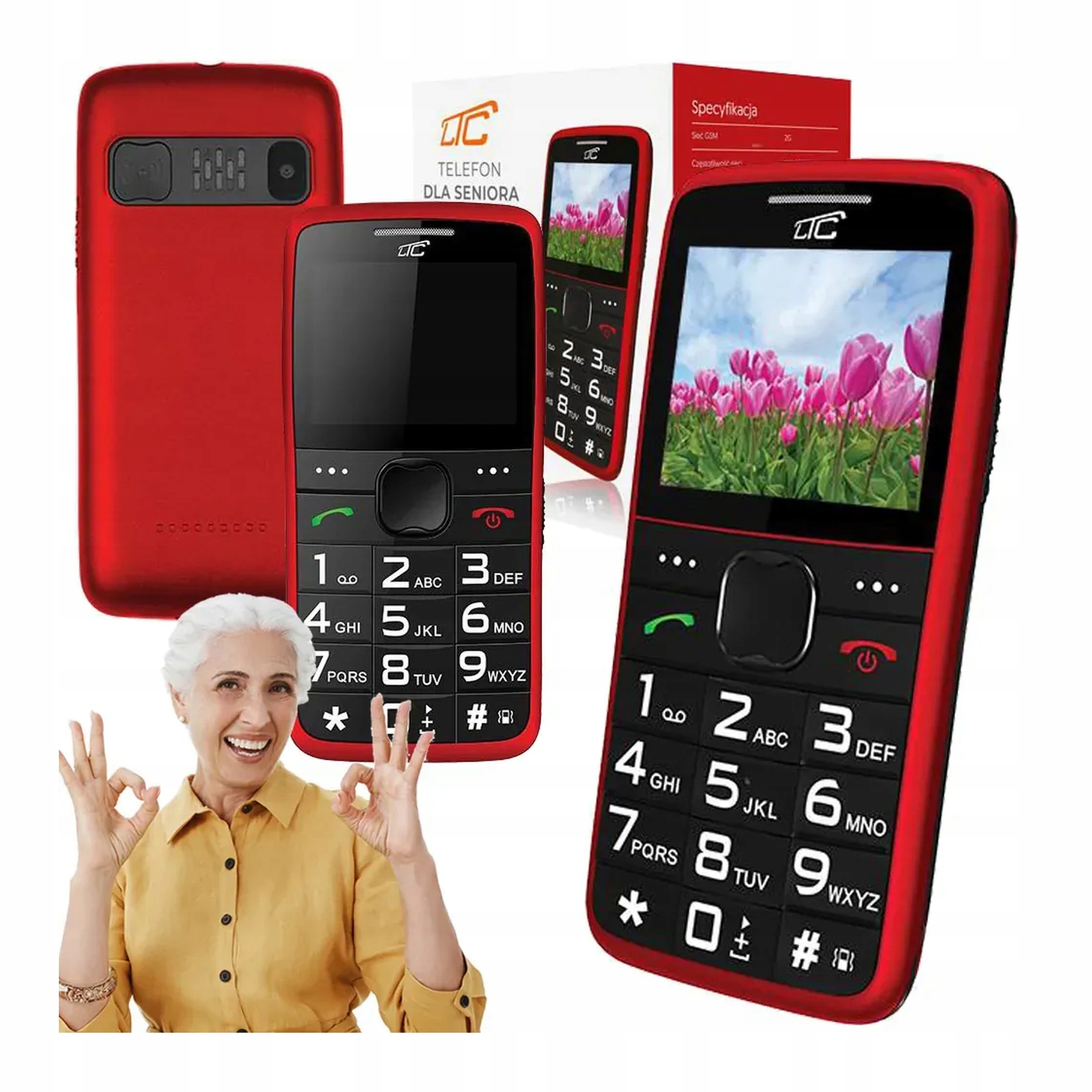 Telefon Dla Emeryta Babci Dziadka Głośny Dzwonek Duże Cyfry Przycisk Sos Bt