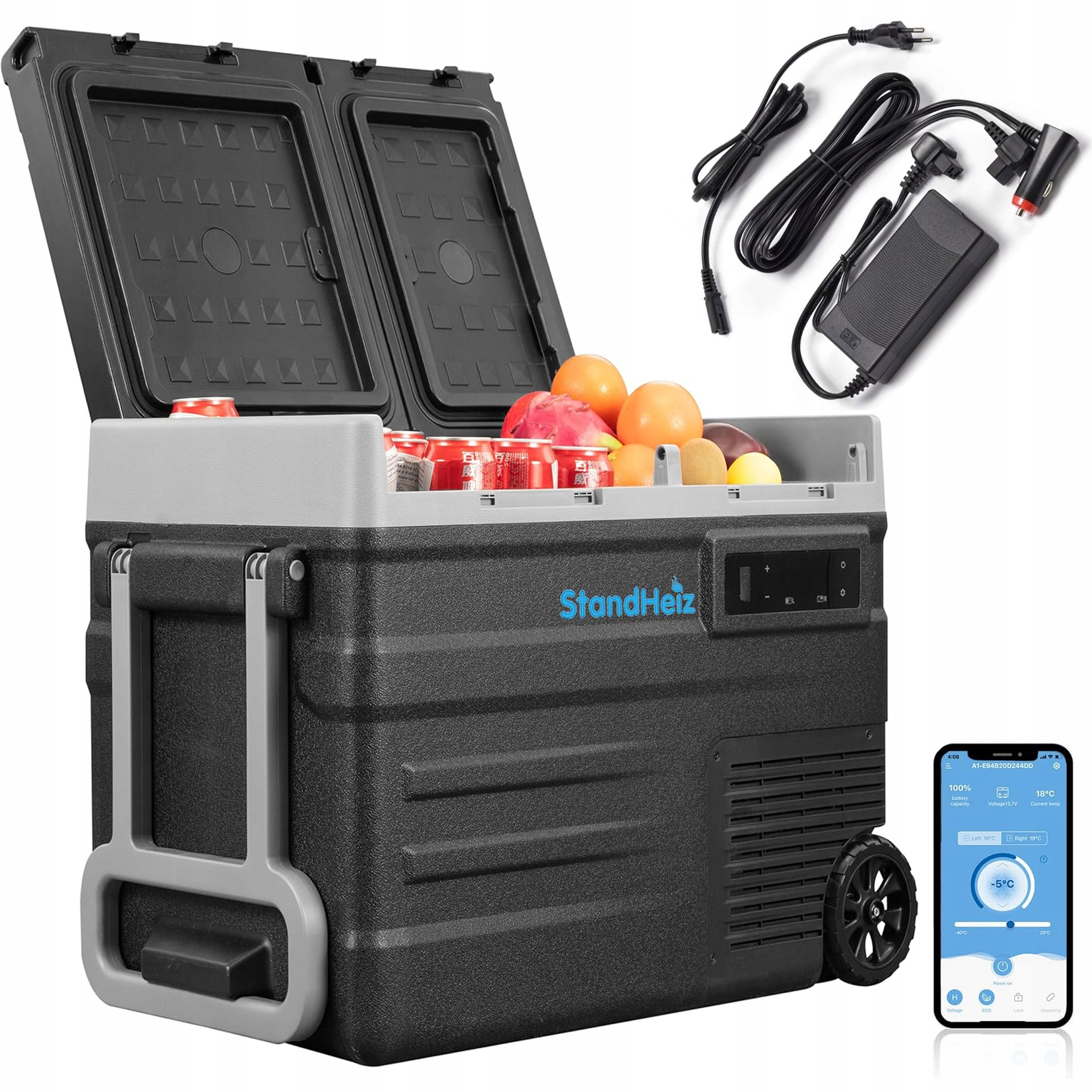 Turistická Chladnička 65 L Dvoukomorová Kompresorová 12V 24V 230V Standheiz