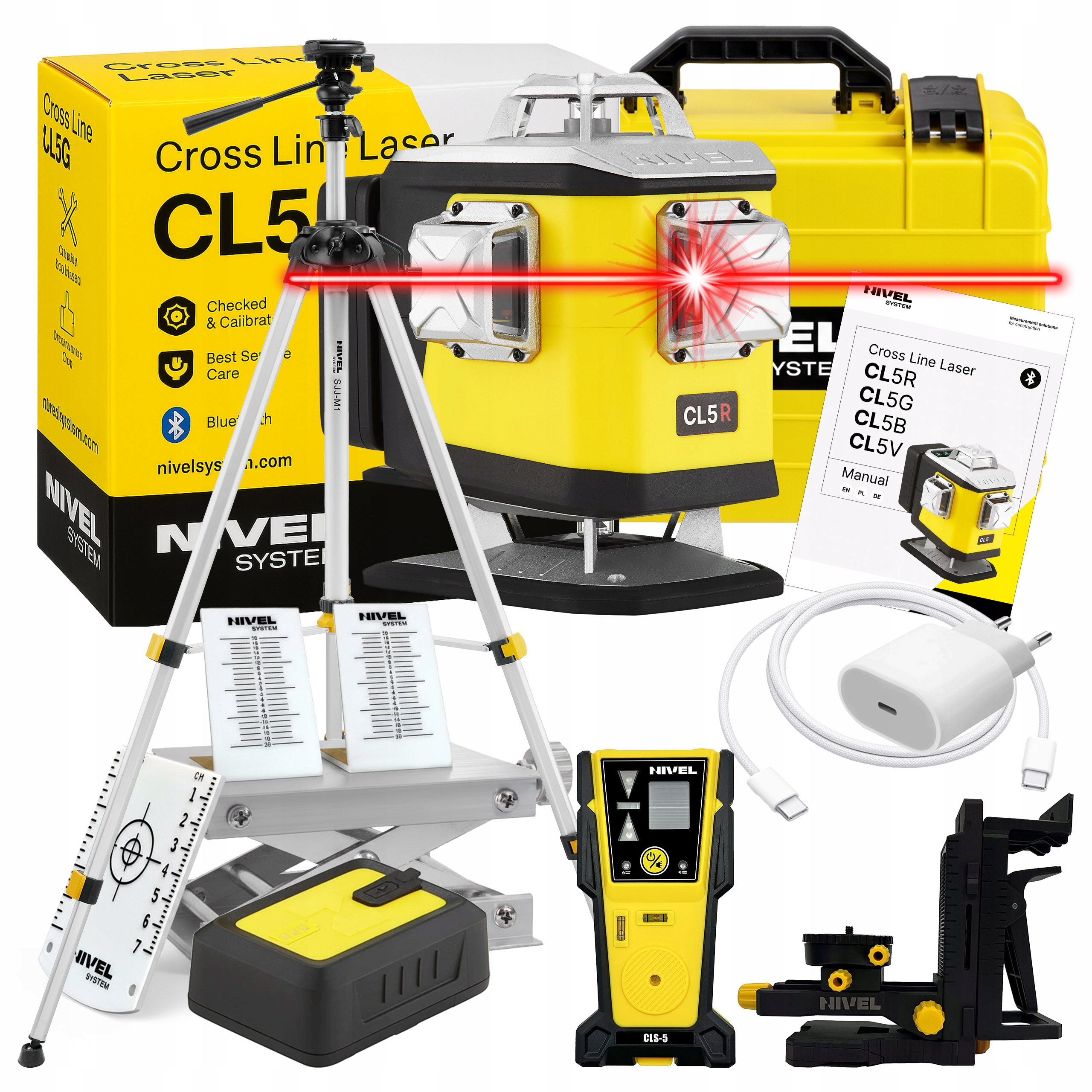 Laser krzyżowy Nivel System CL5R czerwony z czujnikiem