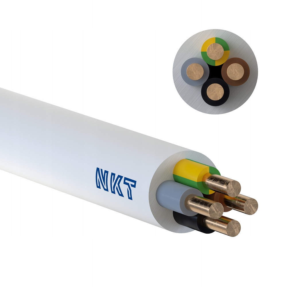 Przewód Ydy 4x2,5 mm2 (450/750V) instalacyjny okrągły biały 100mb Nkt 17217
