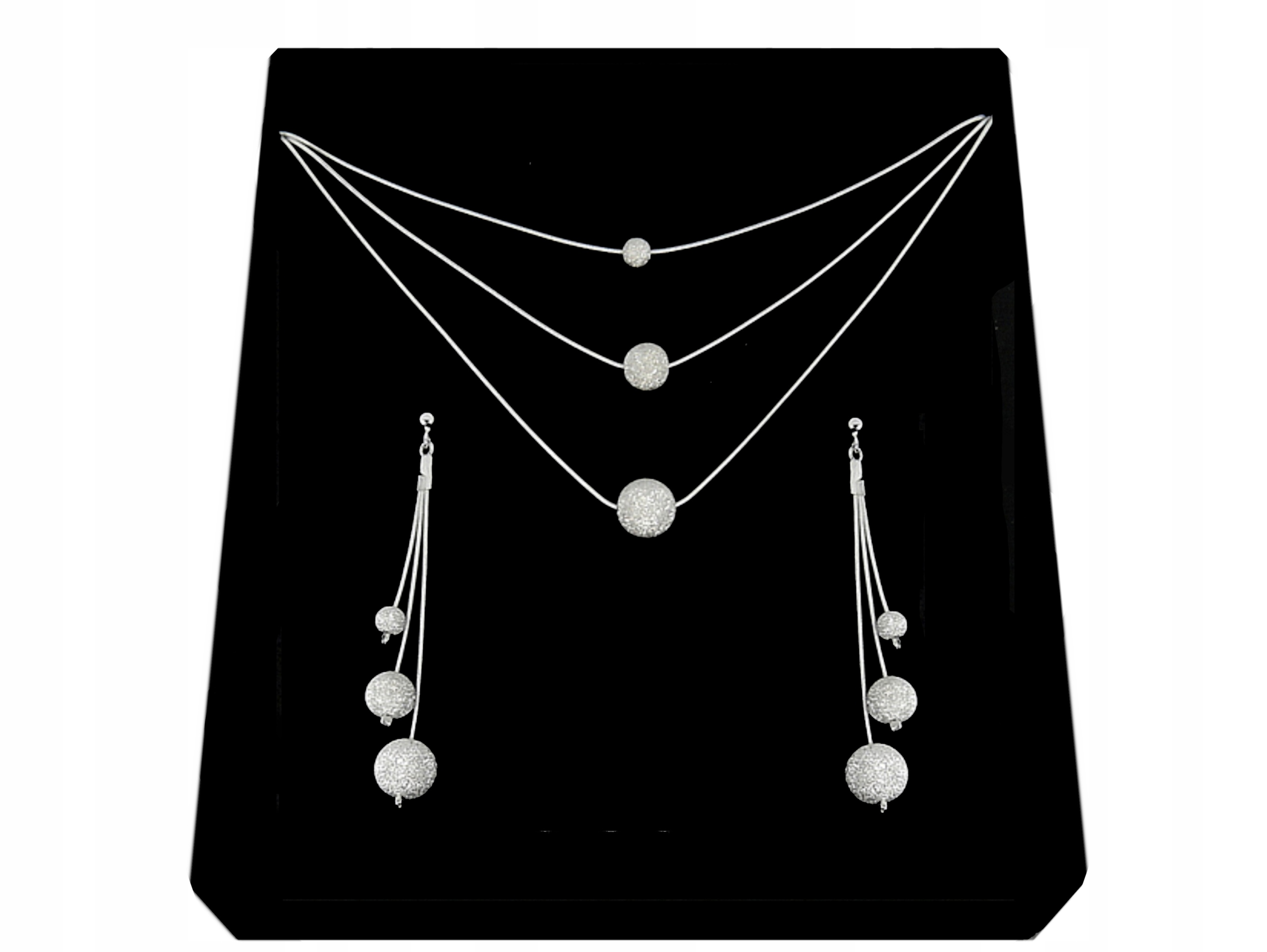 

Srebrny Komplet Kulki Diamentowane srebro 925