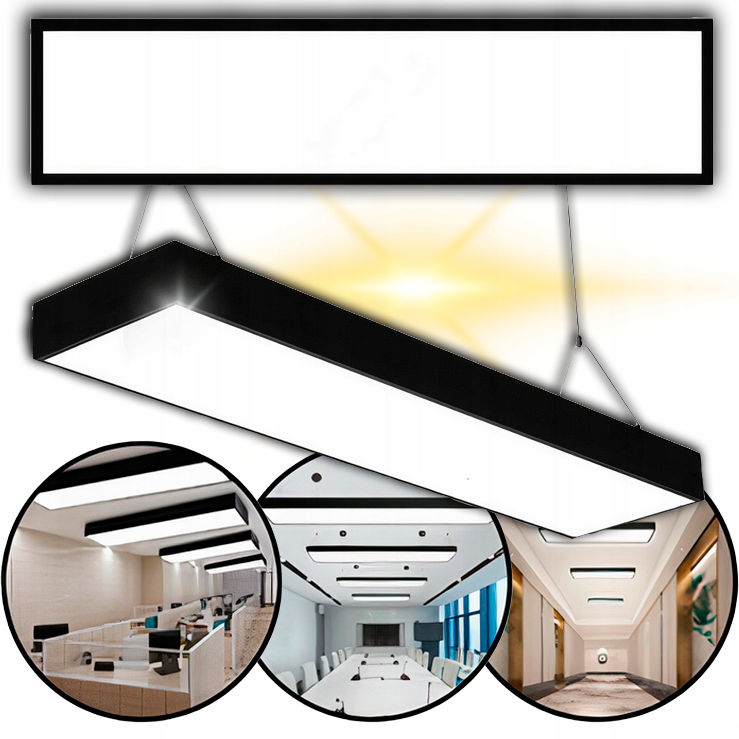 Lampa Sufitowa Plafon Led Panel Natynkowy Oprawa Czarna Pokój Salon Biuro