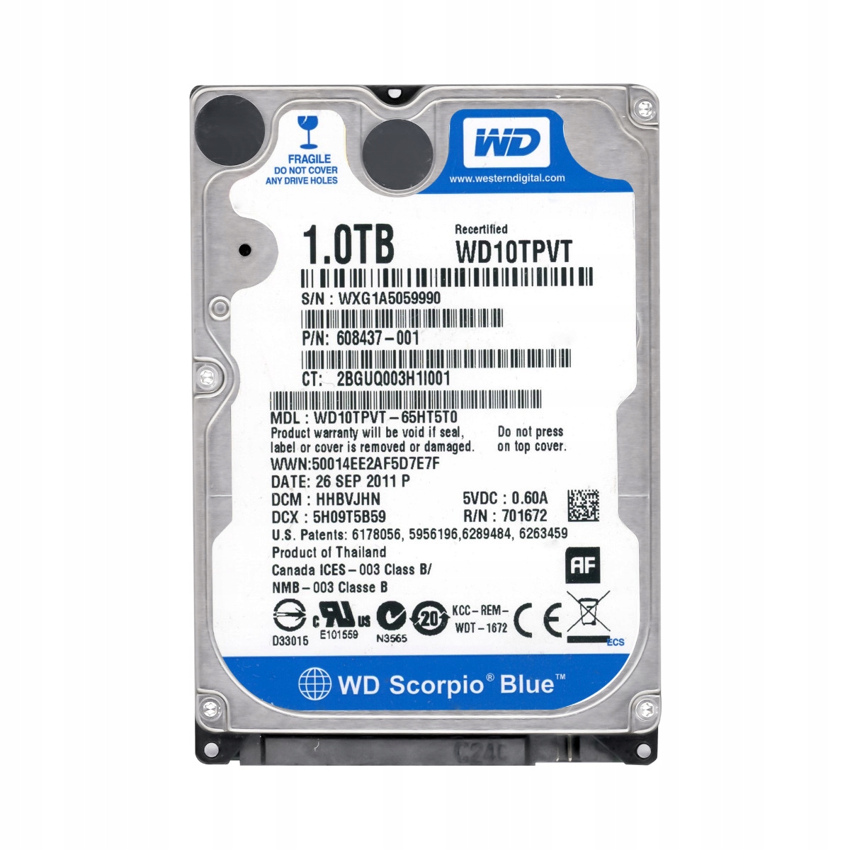 Dysk twardy Western Digital Scorpio Blue WD10TPVT 1TB SATA II 2,5