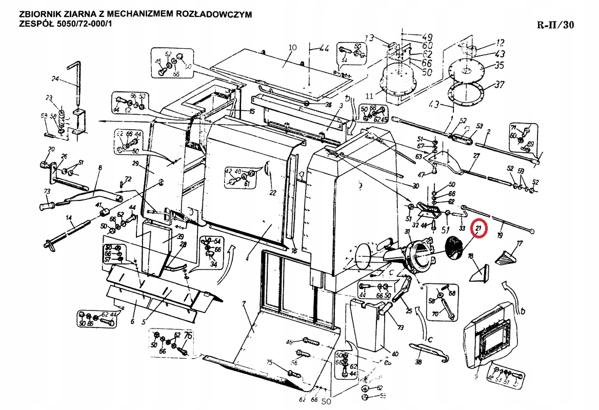 POKRYWA GUMOWA ŚLIMAKA WYSYPU DEKIEL ZBIORNIKA ZIARNA BIZON 5040220090 Marka maszyny Bizon