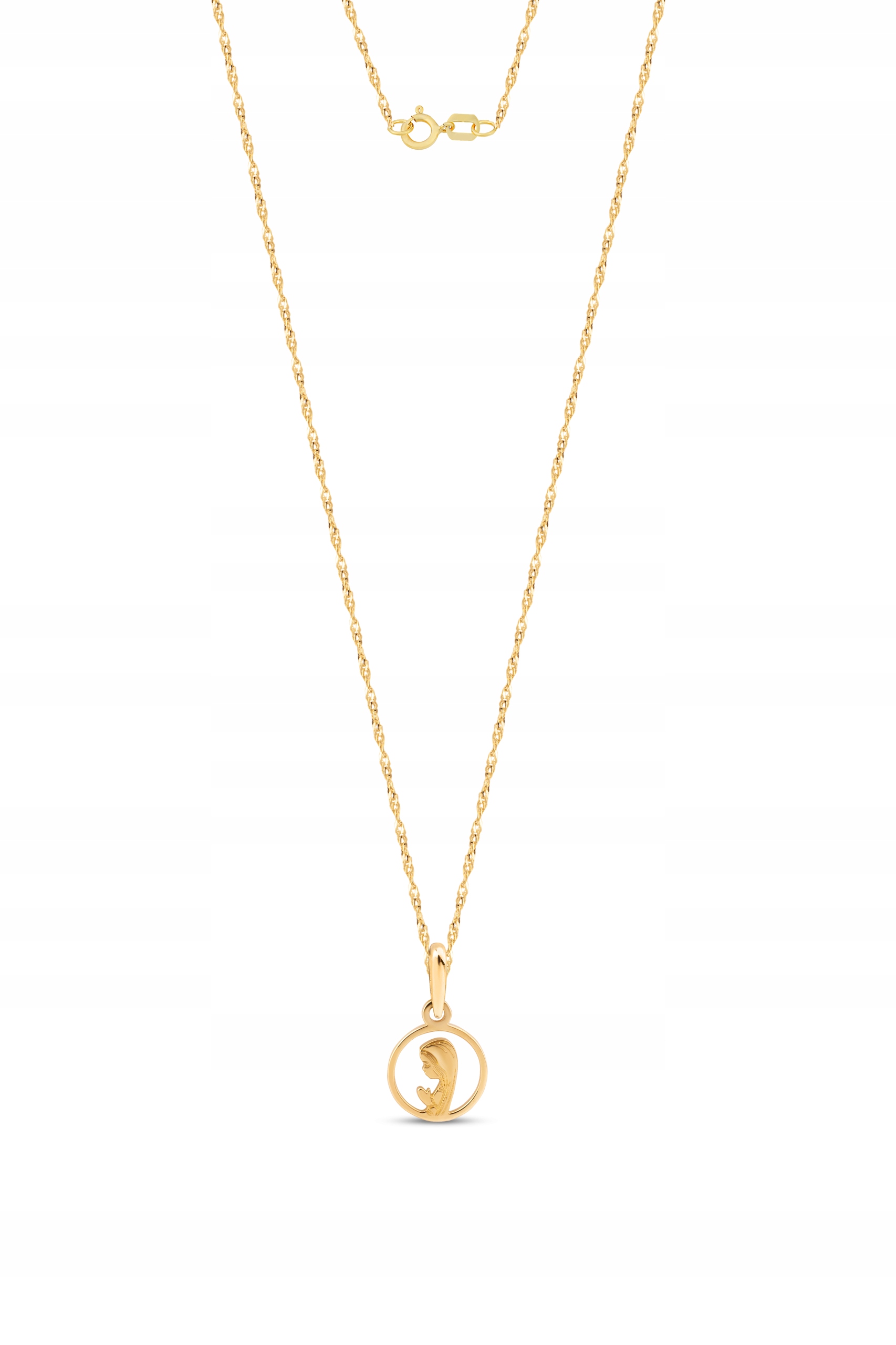 ZŁOTY MEDALIK ŁAŃCUSZEK CHRZEST KOMUNIA ŚWIĘTA 333 Długość całkowita 50 cm