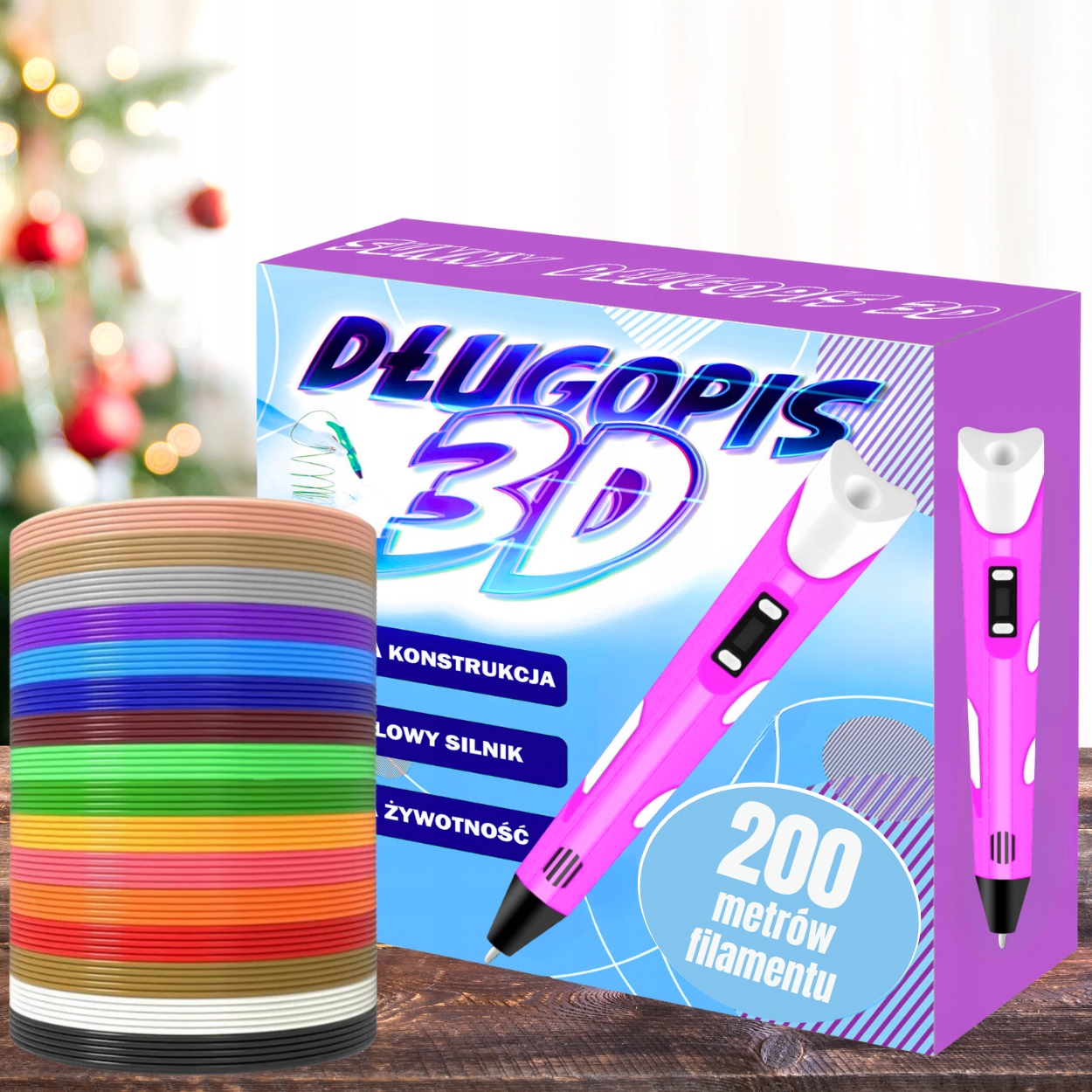 DŁUGOPIS 3D DLA DZIECI DRUKARKA MAGICZNY PEN ZESTAW + WKŁADY PLA 200 METRÓW EAN (GTIN) 0645190869152