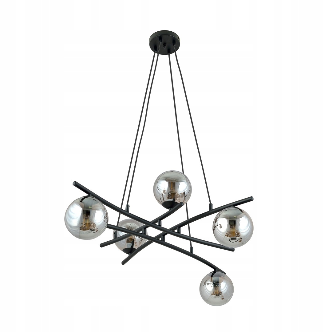 Lampa wisząca Essa 5 klosze szklane Grafit 1203/5 Emibig