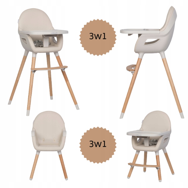 Krzesełko Do Karmienia Skandynawski Design Almond 3W1