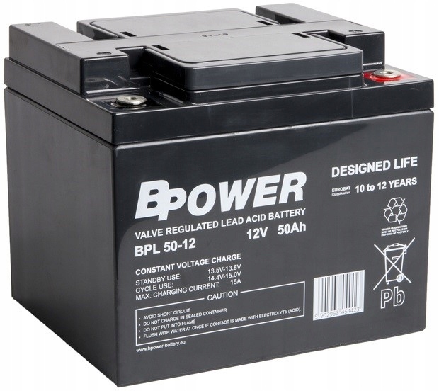 BPL50-12 12V 50AH Mocny Akumulator Agm Buforowy Do Windy Monitoringu Wózka
