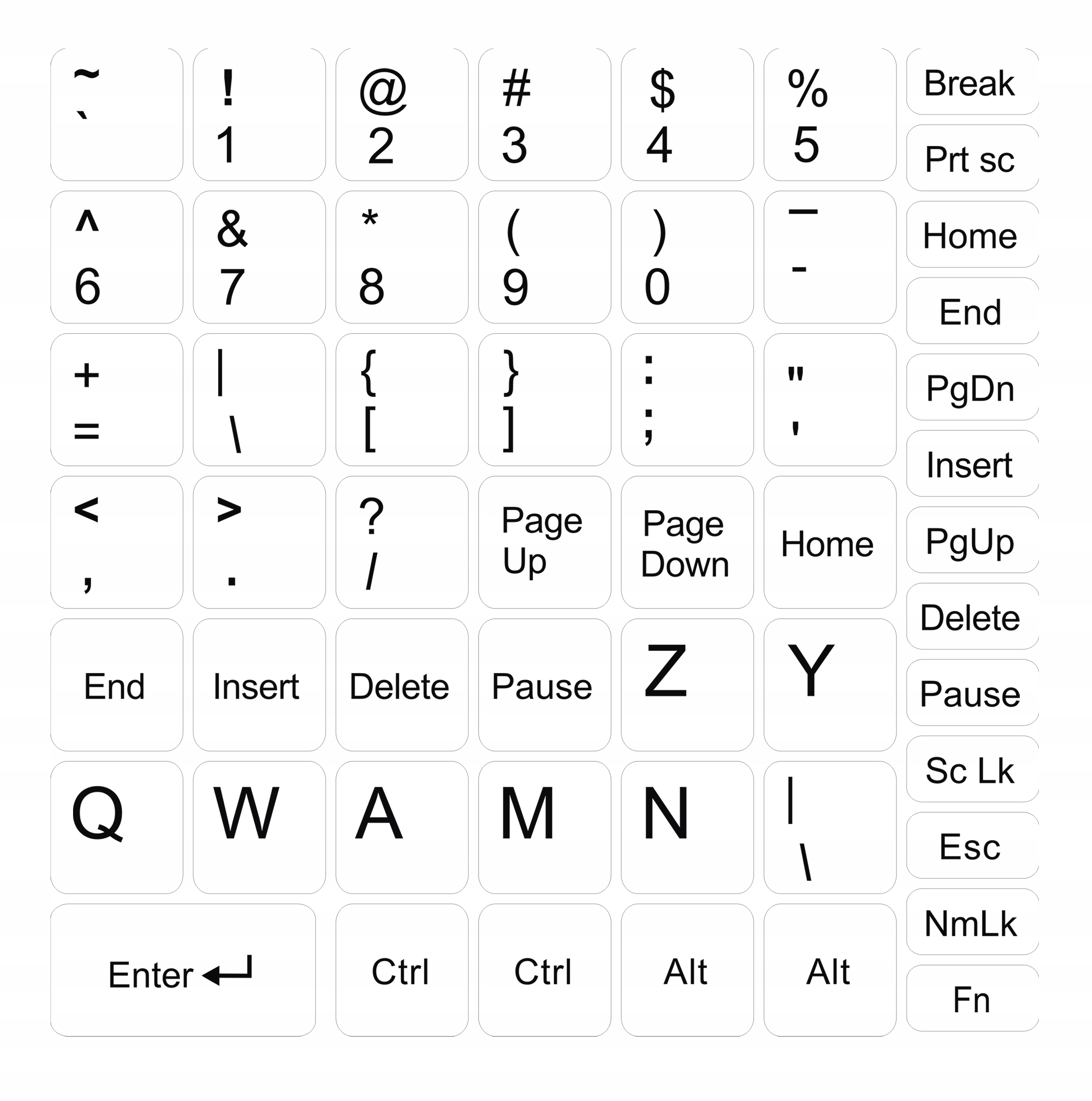 

Naklejki na klawiaturę laptopa Pc Pl 13x13 Białe