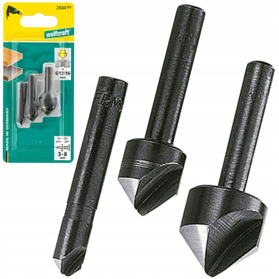 

Wolfcraft Zestaw pogłębiaczy do drewna 3el 6-16mm