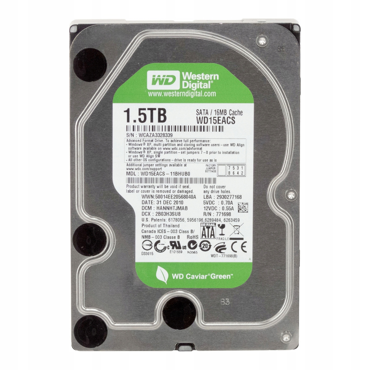 Wd Caviar Green 1,5 Tb 7,2K 32 Mb Sata II 3,5" WD15EACS