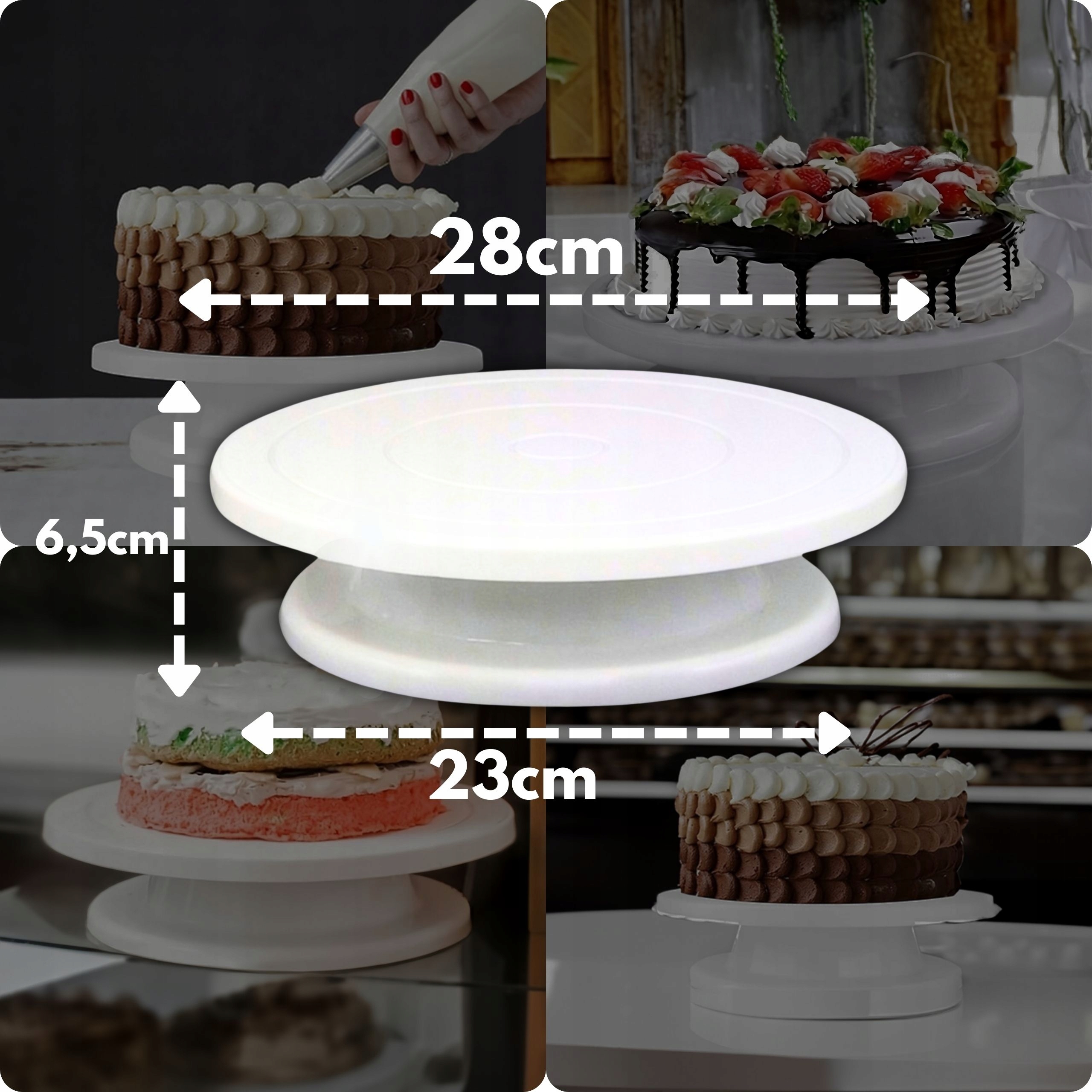 PATERA OBROTOWA NA CIASTO TALERZ OBROTOWY PATERA DO TORTU 28cm STABILNA Rodzaj ozdoby niejadalne