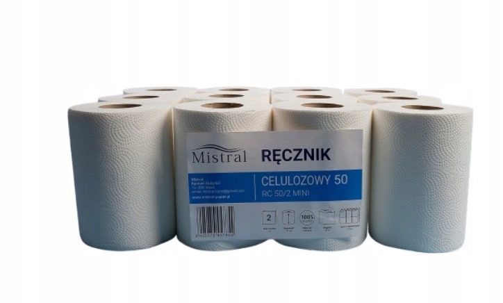 Levně Papírový ručník celulóza 50 m x 12 ks 2 Vrstvy bílá Kvalita