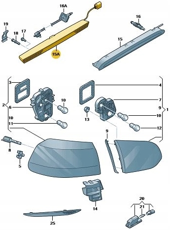 TRZECIE ŚWIATŁO STOPU VW GOLF 6 VI GTI GTD R Typ samochodu Samochody osobowe