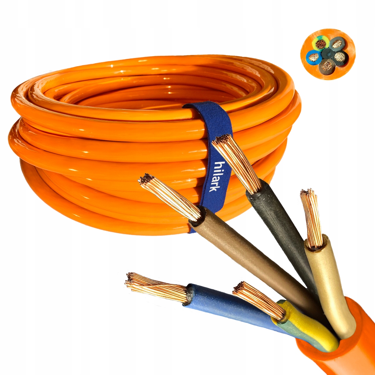 Polyuretánový silový kábel Pur H07BQ-F 5x4 mm² oranžový 10 m