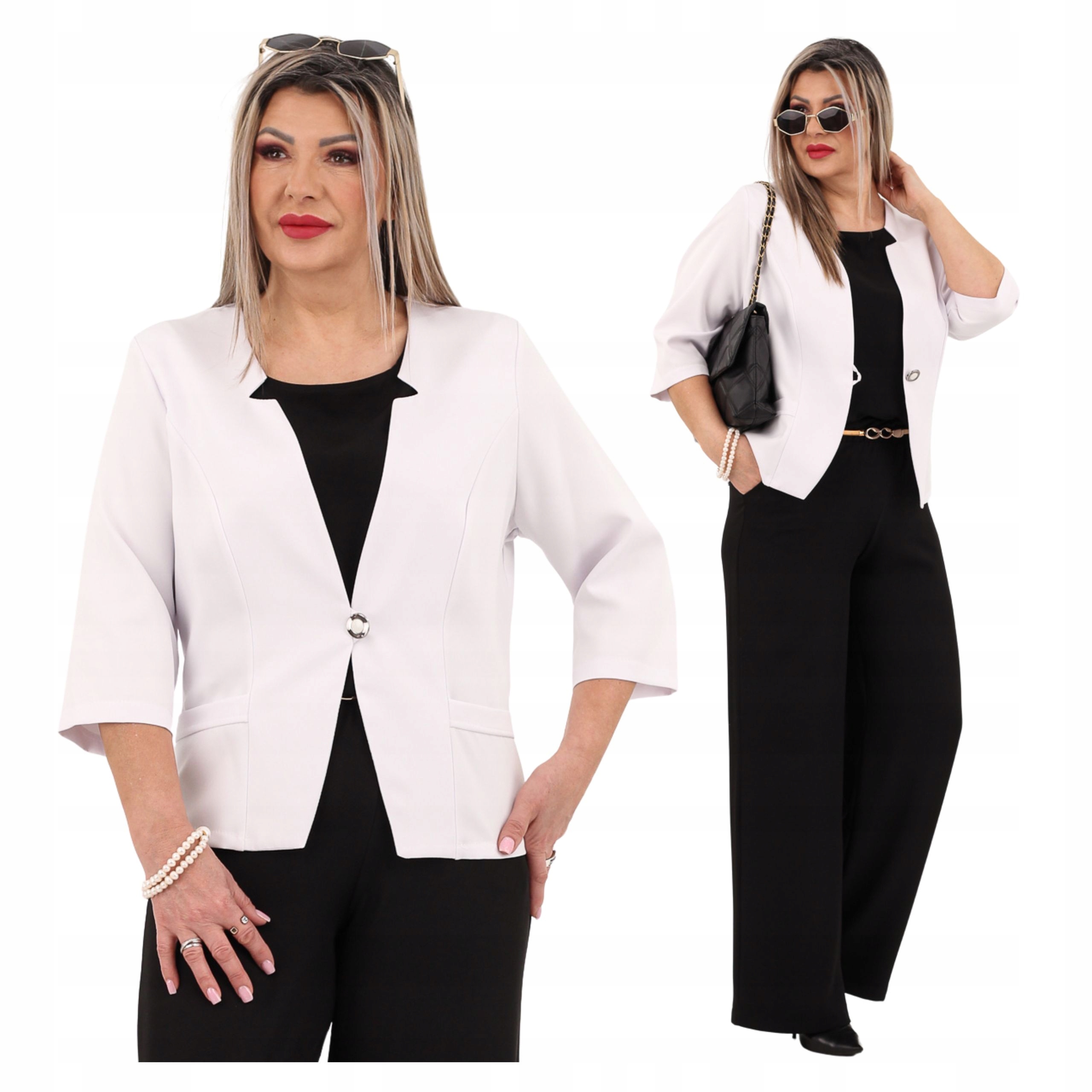 Żakiet Blezer Polski Producent Duże Rozmiary Wizytowy Krótki