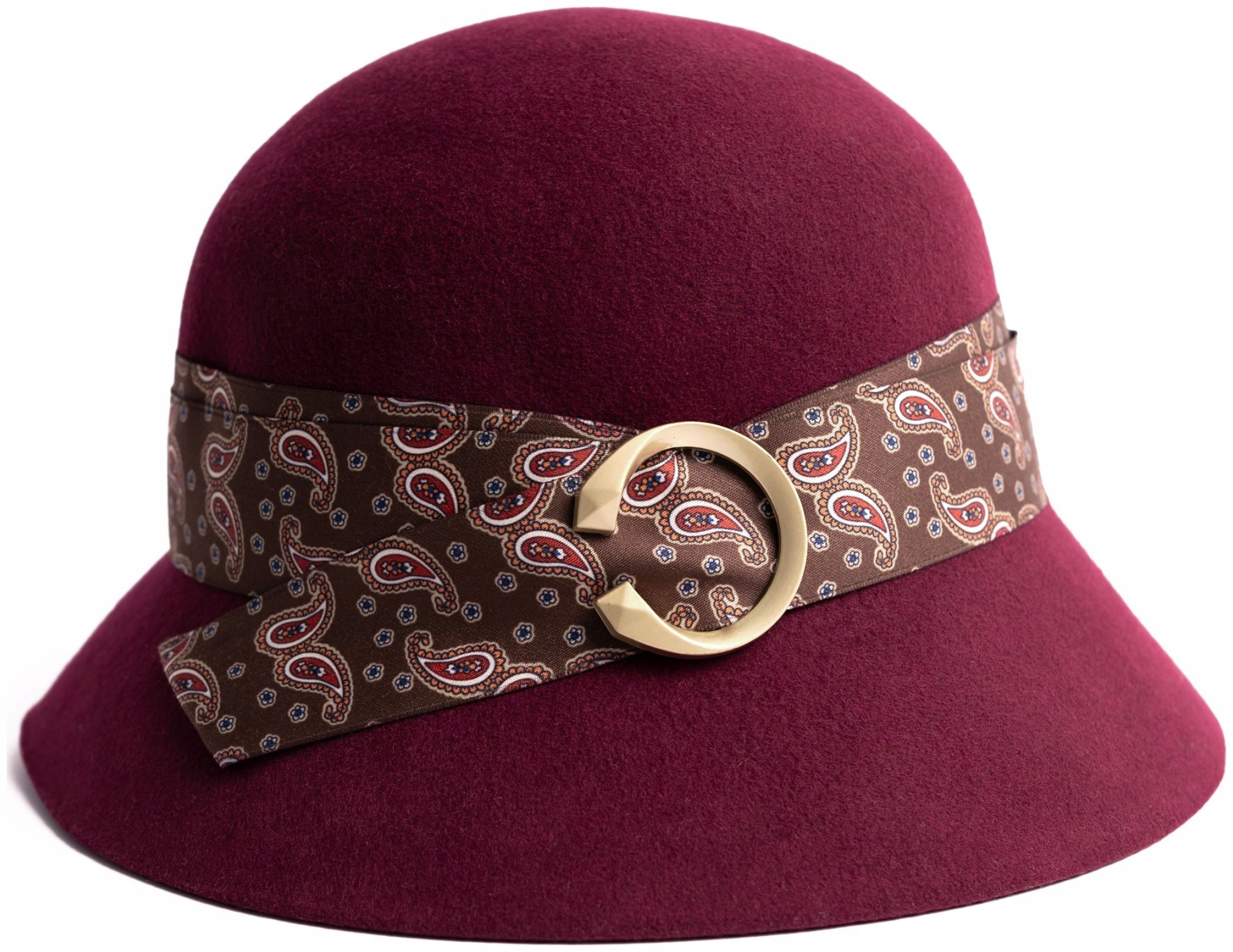 Elegantní plstěný klobouk Clara vlněný, dámský, bordó