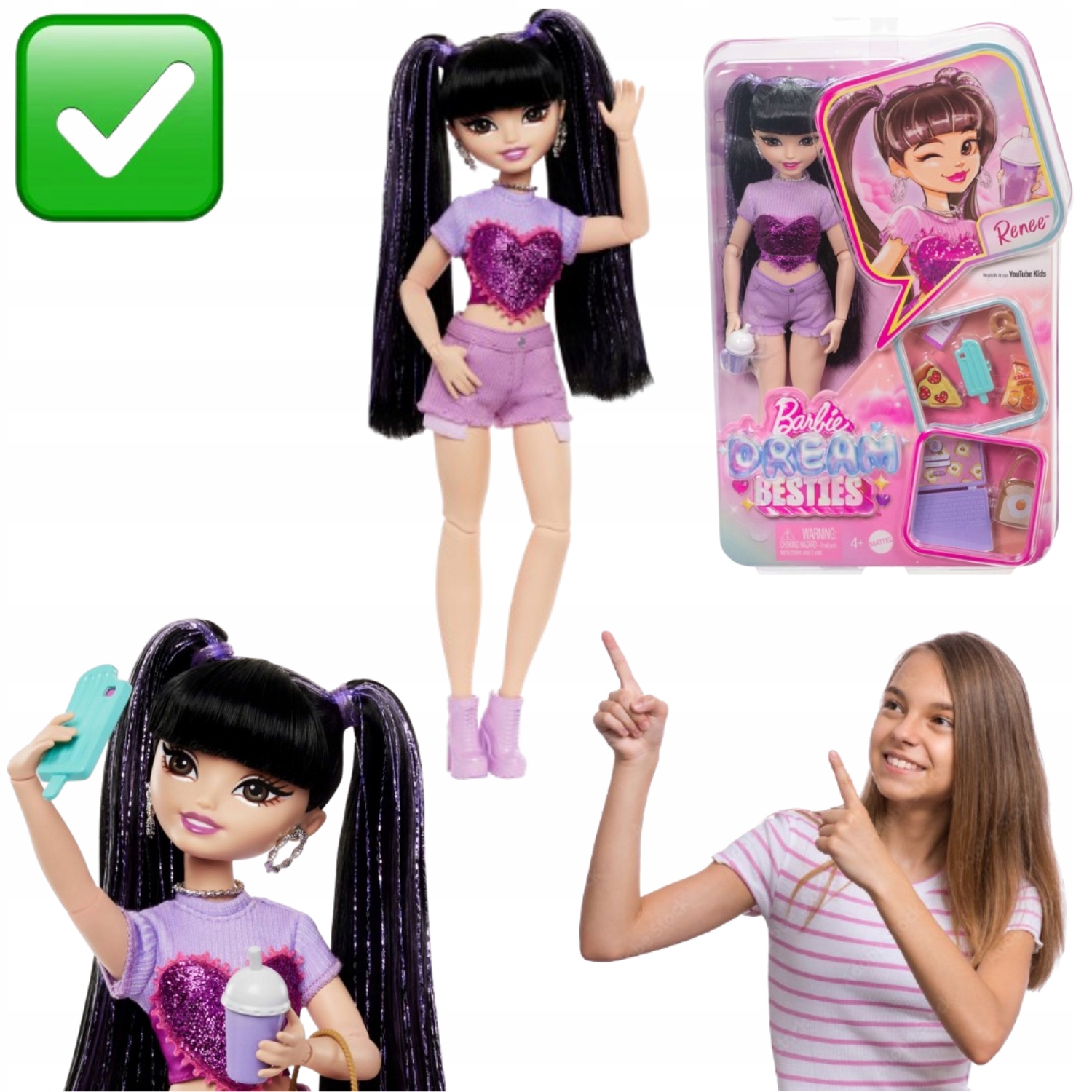 LALKA BARBIE DREAM BESTIES MODOWA RENEE ZESTAW PREZENT DLA DZIECKA MATTEL